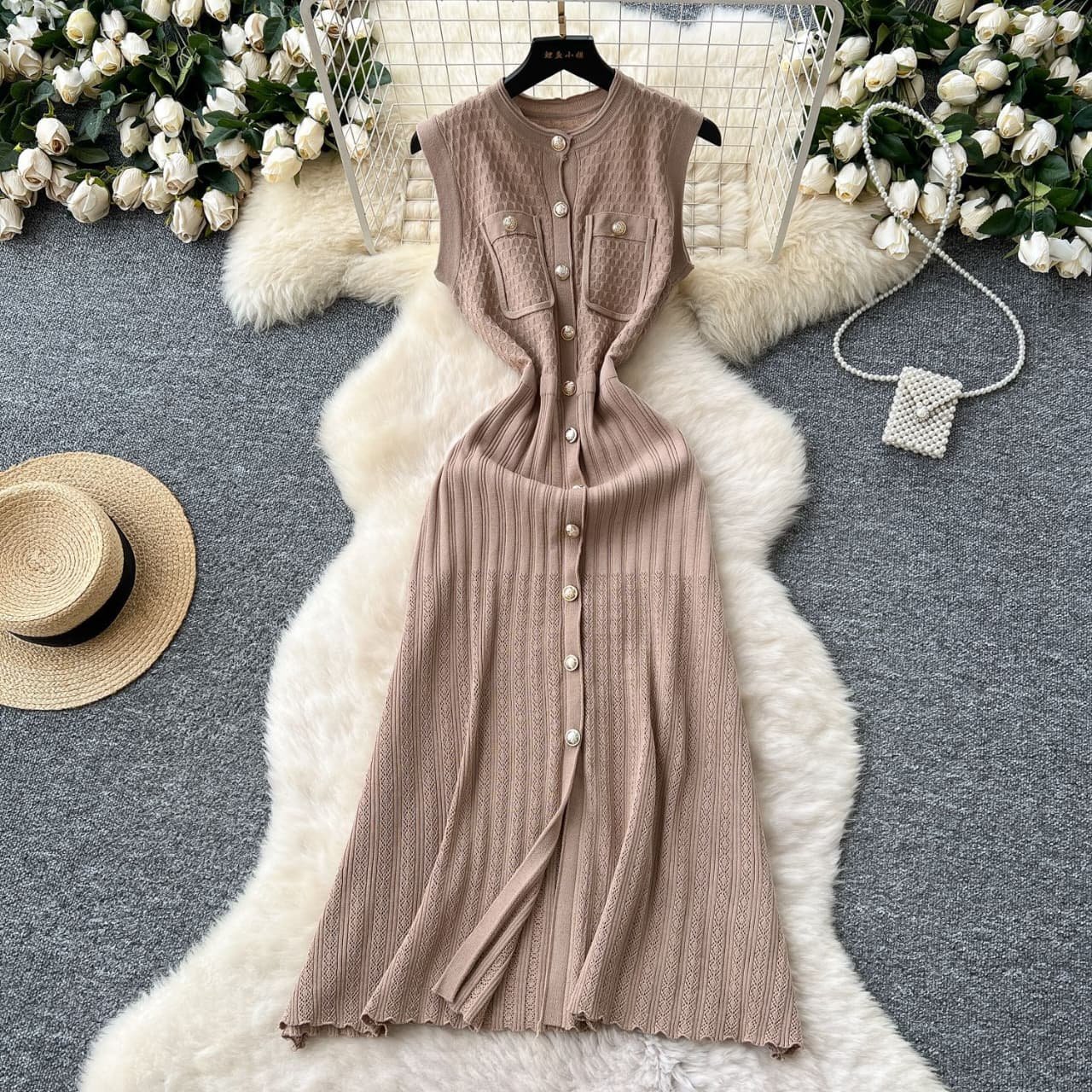 Ladies Knit Sleeves Dress - Image 5