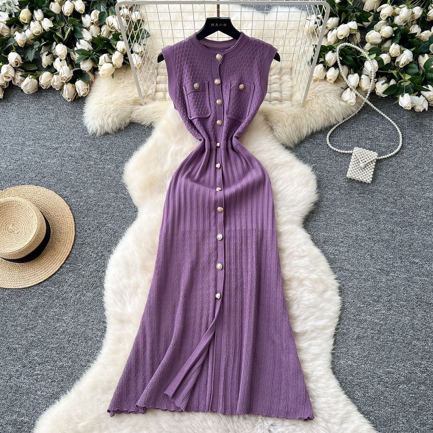 Ladies Knit Sleeves Dress - Image 6