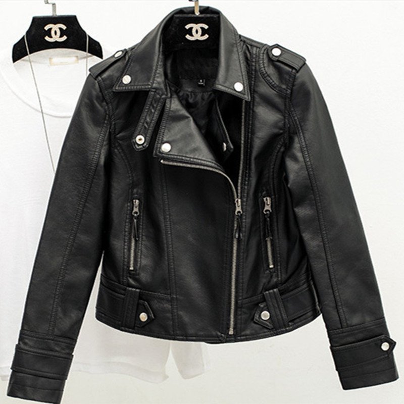 Ladies Biker Leather Jacket - Image 3